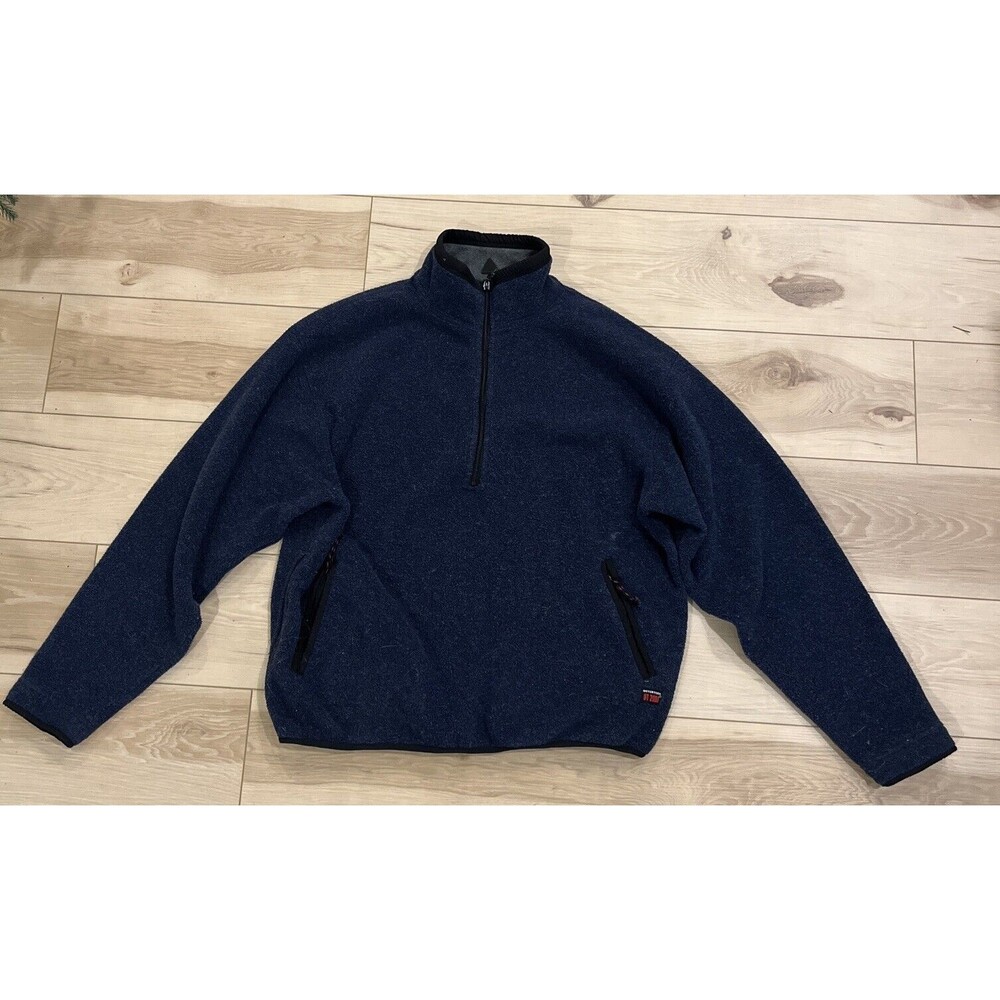 Vintage Outersport  OT ‎ Fleece Jacket Adult M Navy  1/4 Zip Pullover Pockets